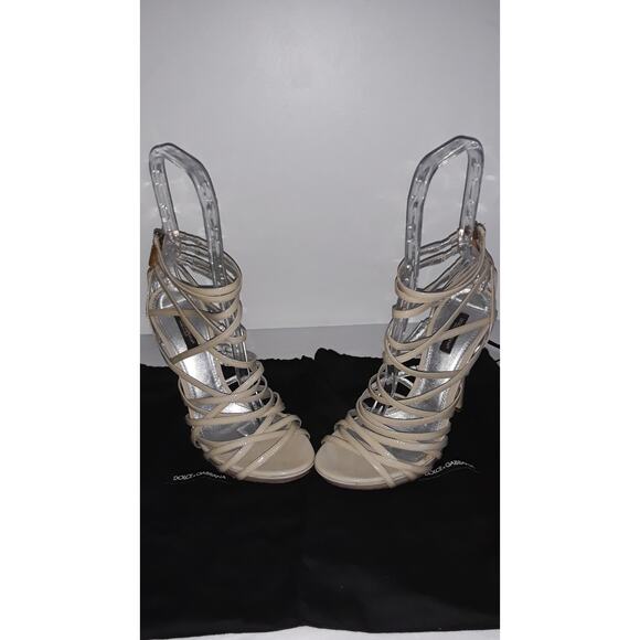 Dolce & Gabbana Sz 8 Patent Leather Strappy Cage  Sandals - Picture 5 of 11